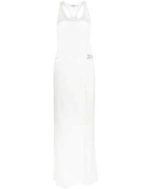 Fendi Sleeveless Silk Satin Jumpsuit - White