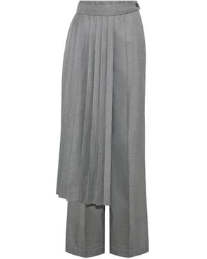 Adam Lippes Nara Pleated-Overlay Trousers - Grey