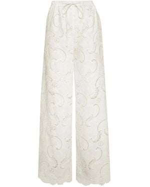 Oscar de la Renta Guipure Lace Trousers - White