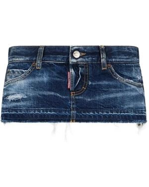 DSquared² Minirock Im Distressed-Look - Blau