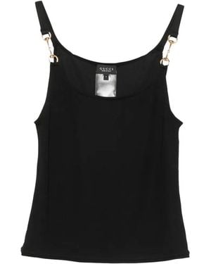 Gucci Oberteil Aus Viskose-Kreppjersey Mit Horsebit - Schwarz