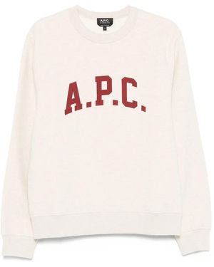 A.P.C. Logo-Print Crew Neck Sweatshirt - White