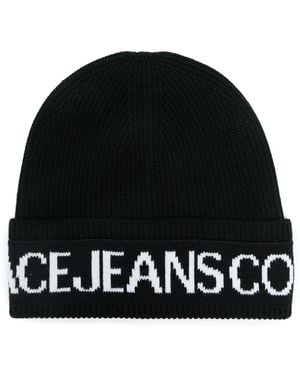 Versace Jeans Couture Logo-Intarsia Beanie - Black