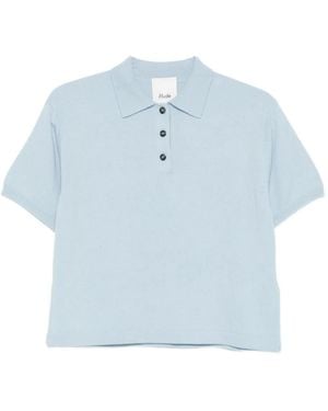 Allude Cashmere Buttoned Polo Top - Blue