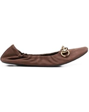 Gucci Elasticated Ballet Flats - Brown