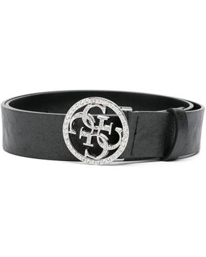 Guess Logo-Buckle Belt - White