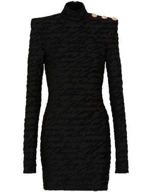 Balmain Abito Corto Con Motivo Monogramma - Nero