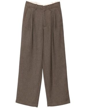 ELEH Pleated Palazzo Pants - Brown
