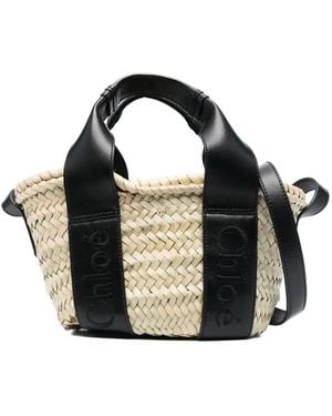 Chloé Small Sense Raffia Handbag - Black