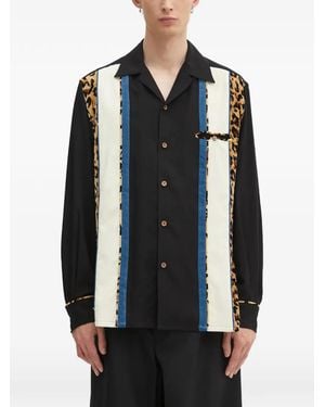 Wacko Maria Animal-Print Panel Shirt - Black