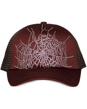 Sp5der Rhinestone-Embellished Trucker Hat - Red