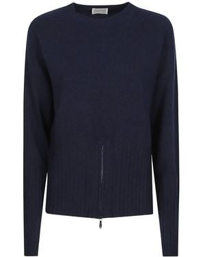 Drumohr Zip-Detail Ribbed-Trim Sweater - Blue