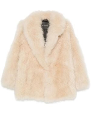 Blancha Shearling Notch-Lapels Coat - Natural