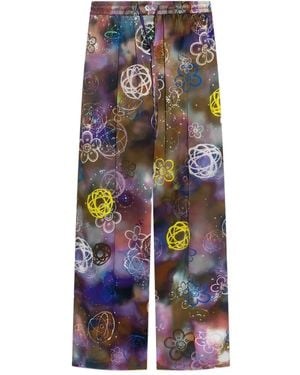 KENZO Floral-Print Drawstring Straight Pants - Purple