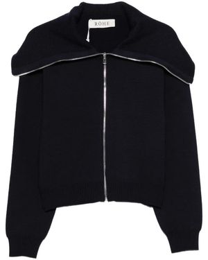 Rohe Zip-Up Ribbed-Trim Cardigan - Black