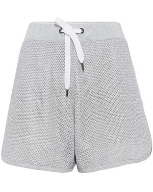 Brunello Cucinelli Metallic-Threading Shorts - Gray