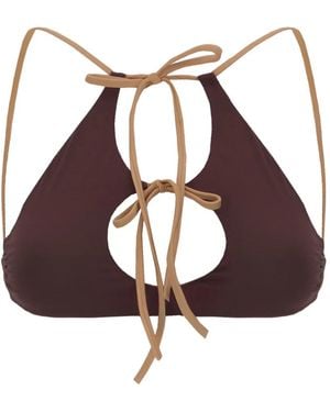 MAISON ANANA Reversible Cut-Out Bikini Top - Brown