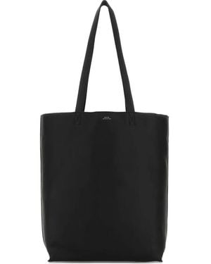 A.P.C. Maiko Leather Tote Bag - Black