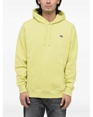 DIESEL Logo-Patch Pouch-Pocket Hoodie - Yellow