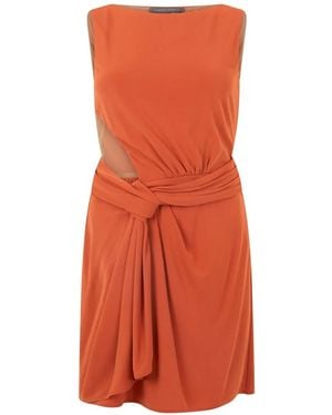 Alberta Ferretti Knot-Detail Cut-Out Mini Dress - Orange