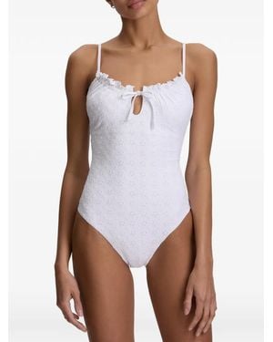 Polo Ralph Lauren Broderie-Anglaise Keyhole Swimsuit - White