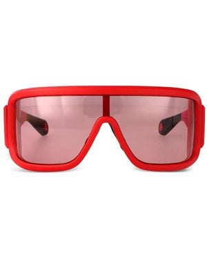 Moncler Snowskeerer Rectangular-Frame Sunglasses - Red