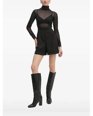 Sandro Ferrone High-Neck Mesh Bodysuit - Black