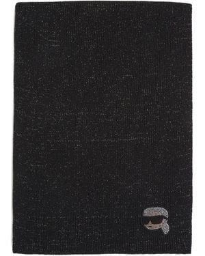 Karl Lagerfeld ラインストーンロゴ スカーフ - ブラック