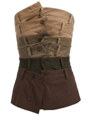 Monse Layered-Waistband Corset Top - Brown