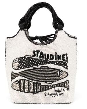 STAUD Beaded-embellishment Tote Bag - White