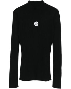 KENZO Boke Flower 2.0 Mock-Neck Long-Sleeve Top - Black