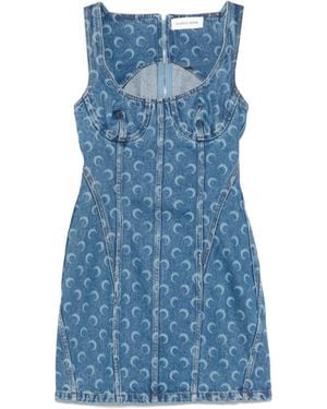 Marine Serre Moon Denim Mini Dress - Blauw