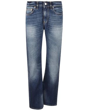 Donna Brasil Jean Droit À Effet Délavé - Blue