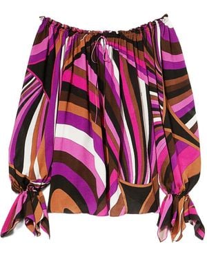 Emilio Pucci Iride-print off-shoulder top - Rot