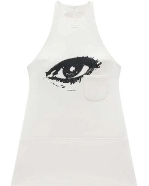 Courreges Graphic-Print Sleeveless Minidress - White