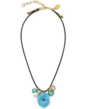 Lizzie Fortunato Flower-motif Multi-stone Embellishment Necklace - Blue