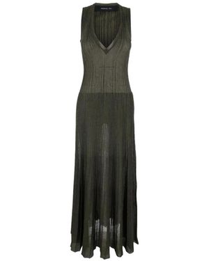 FEDERICA TOSI Ribbed-Knit V-Neck Maxi Dress - White