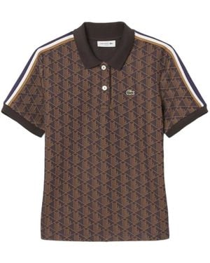 Lacoste Geometric-Pattern Polo Top - Brown