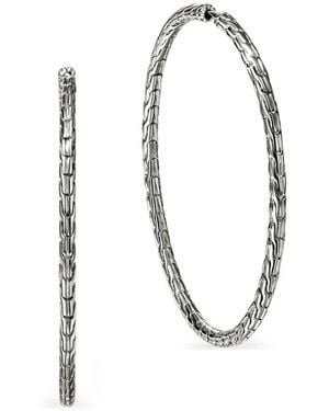 John Hardy Orecchini A Cerchio Jh Essential Flex 50Mm - Bianco