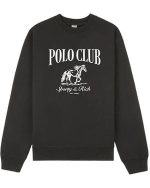 Sporty & Rich Stallion Graphic-Print Sweatshirt - Black