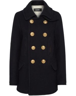 DSquared² Double-Breasted Coat - Blue