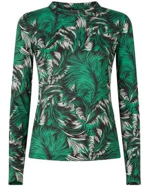 La DoubleJ Feather-Print Long-Sleeved T-Shirt - Green