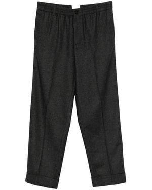 Closed Elasticated-Waistband Trousers - Black