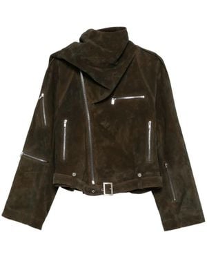 Rick Owens Asymmetric Biker Jacket - Brown