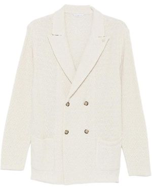 Manuel Ritz Double-Breasted Knit Blazer - White