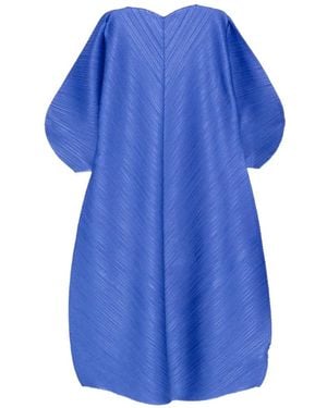 Pleats Please Issey Miyake Pleated Balloon-Sleeve Dress - Blue