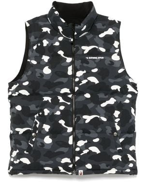 A Bathing Ape Gilet Matelassé À Logo Imprimé - Noir