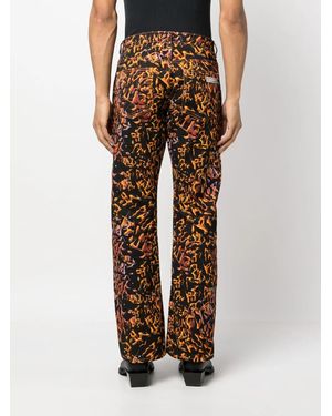 Palmier Abstract-Print Straight-Leg Trousers - Brown