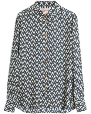 Valentino Garavani Toute La V-Print Silk Shirt - Black