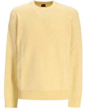 BOSS Ribbed Cotton Sweater - Yellow